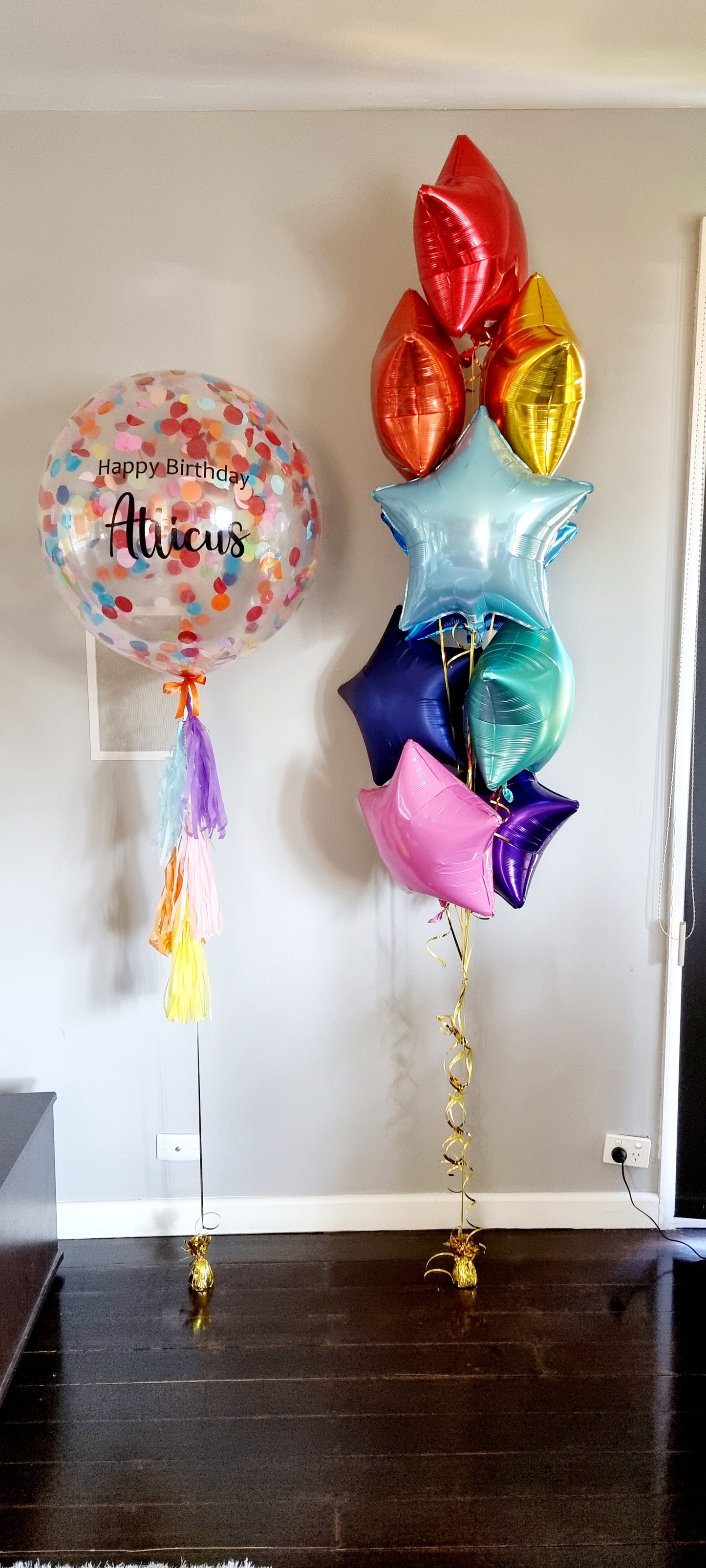 Rainbow Love Hearts + Jumbo Confetti Balloon Bouquet