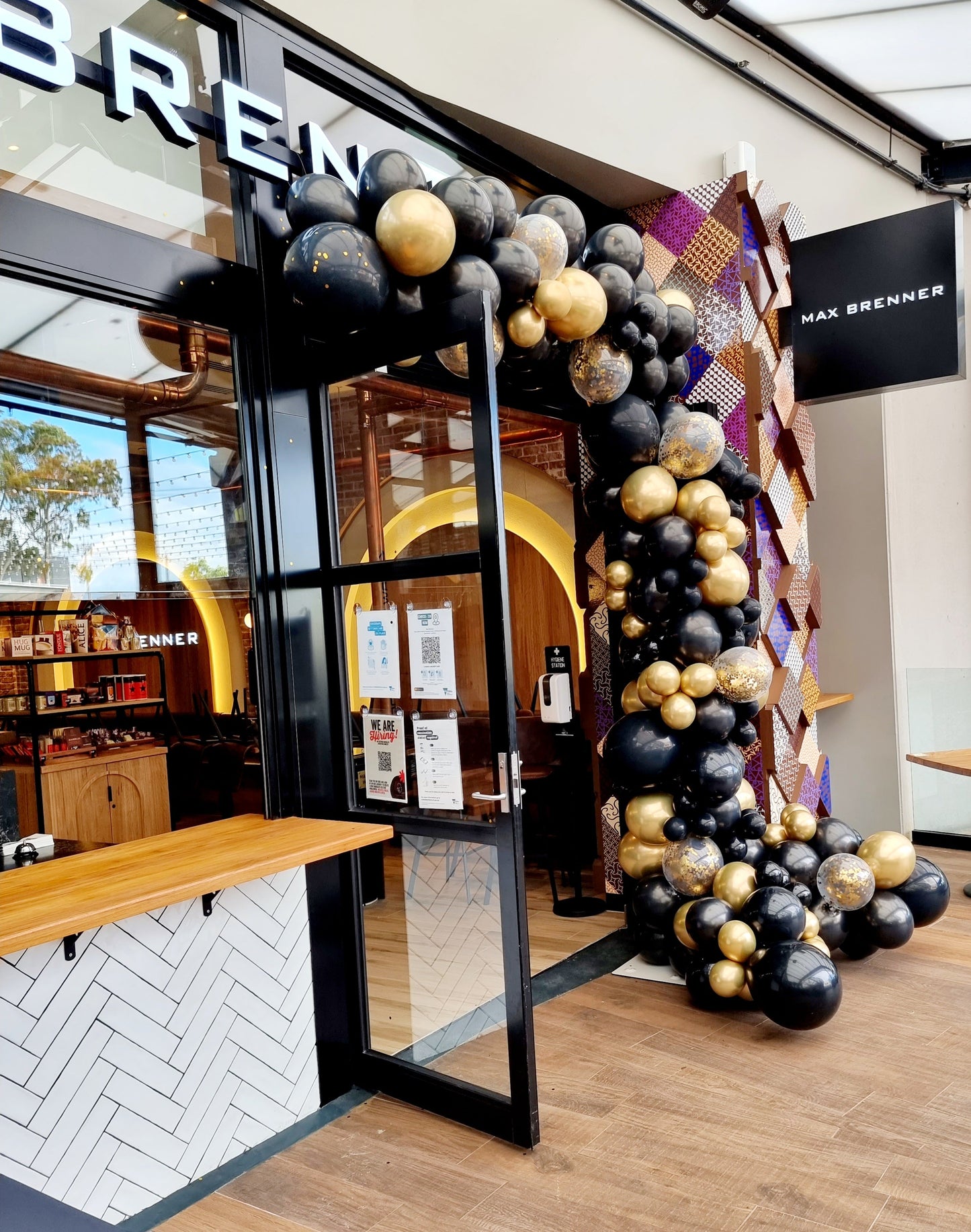 Black and Gold Balloon Garland Max Brenner Melbourne